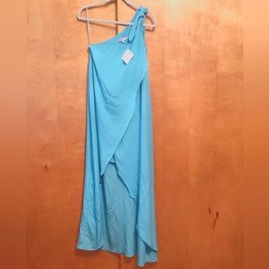 Crosby by Mollie Burch Sasha One Shoulder Aqua Maxi Dress